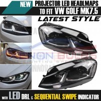 VW GOLF MK7.5 Chrome HEAD Lamps LED DRL BI XENON GTD SWIPE SEQUENTIAL ..